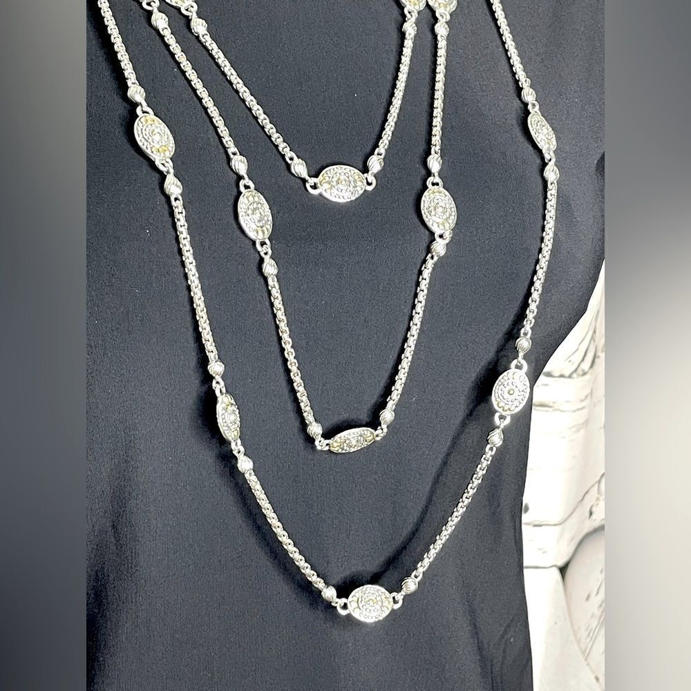 Silvertone Statement Multi Chain Layered Necklace - image 2